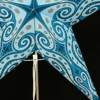 Mandala Glitter turqoise - Foldable glowing star, paper poinsettia with 5 points, 60 cm